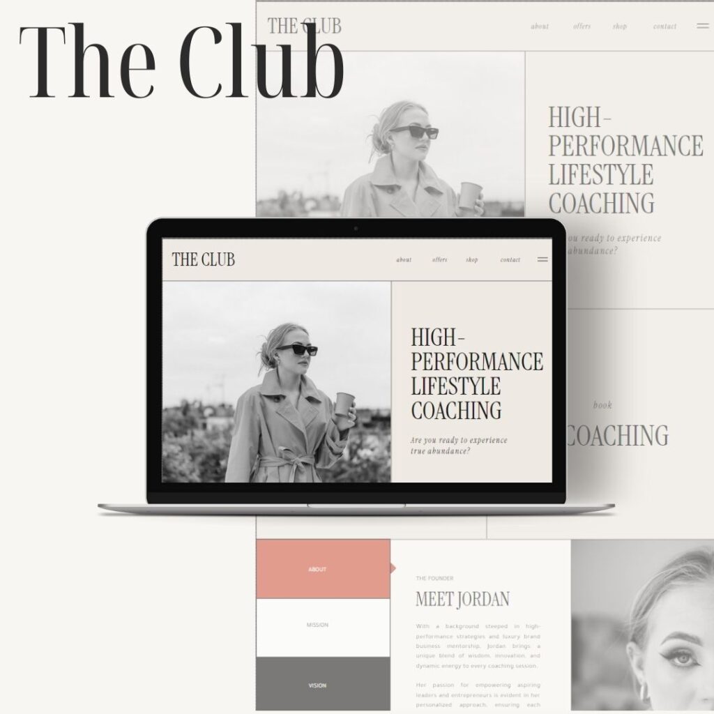 The Club Showit Website Template.  Designed to captivate and convert, this template gives you full control over layout, style and branding - no coding required.