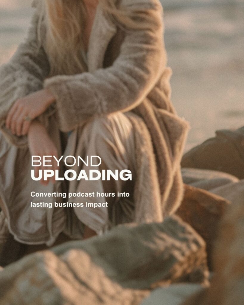 Podcast website template design showing conversion from audio content to business impact